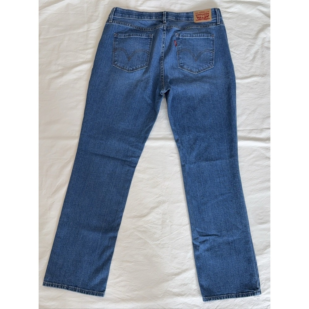 Levi's 525 Perfect Waist Straight Leg Jeans Women's 12 Petite Blue Stretch - Picture 2 of 6